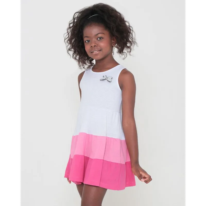 Vestido Infantil Regata Babados E Borboleta Paetê Branco 10