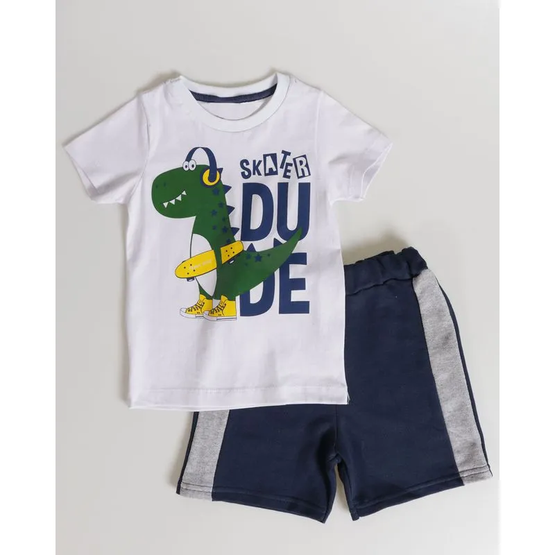 Conjunto Bebê Estampa Dino Branco 3