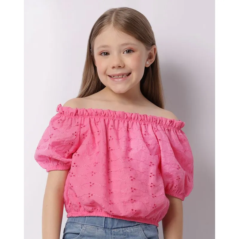 Blusa Infantil Cropped Ciganinha Laise Rosa 8