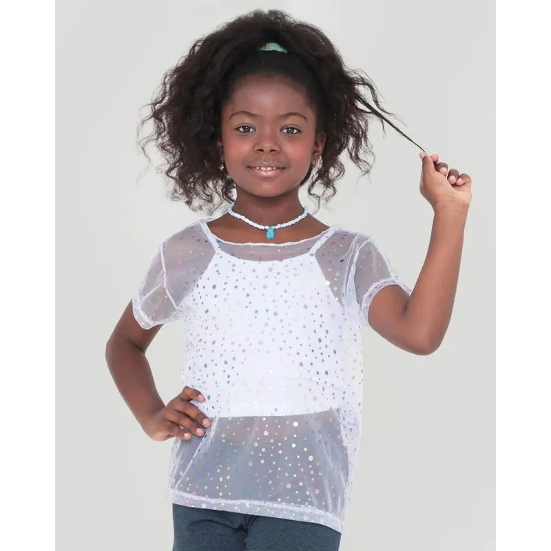 Blusa Infantil Com Tule Poá Branco 4