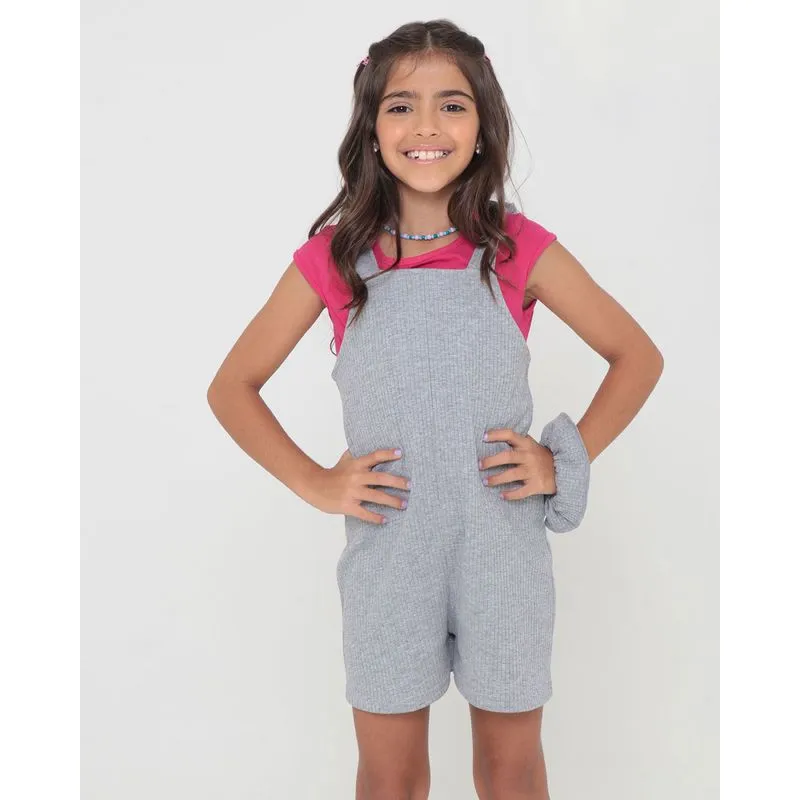 Macaquinho Infantil Canelado Amarração Brinde Cinza 10