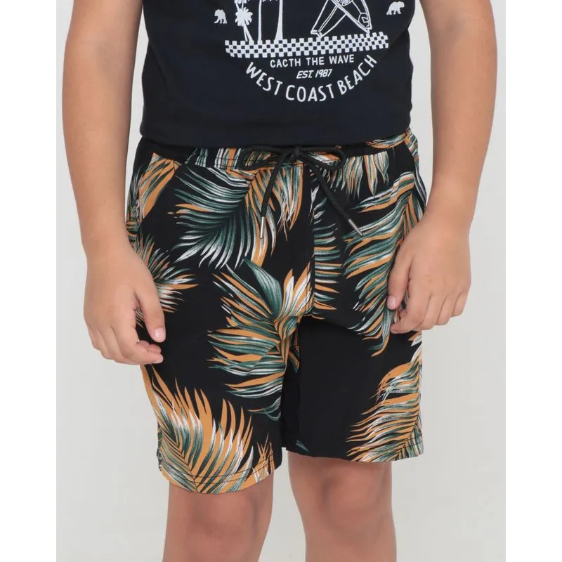 Bermuda Infantil Estampa Floral Preta 8