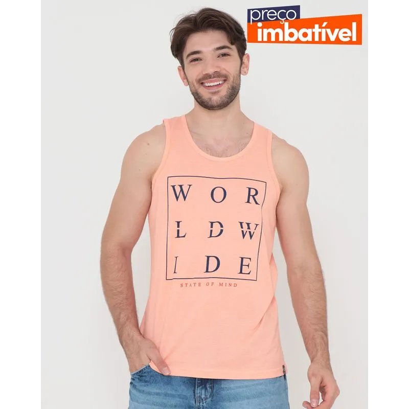 Regata Masculina Estampada Laranja Claro GG