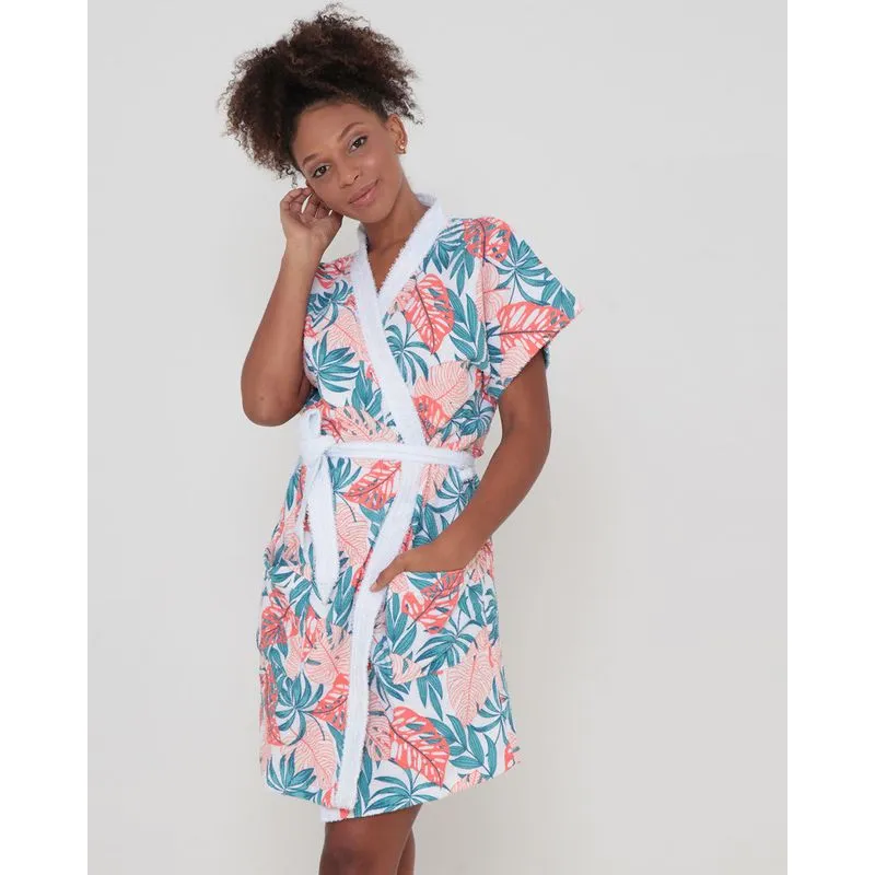 Roupão Felpudo Floral Camburi Lepper Branco M