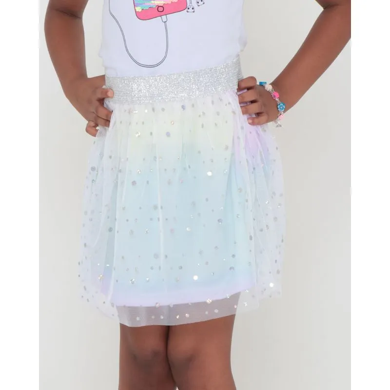 Saia Infantil Tule Com Brilho Prateado 6