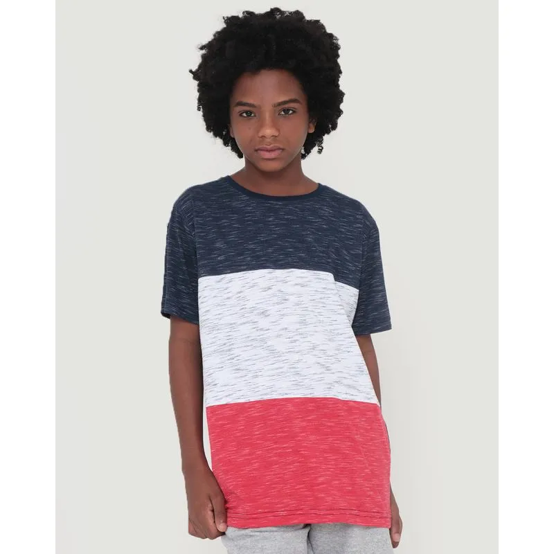 Camiseta Juvenil Flamê Com Recortes Azul Marinho 14