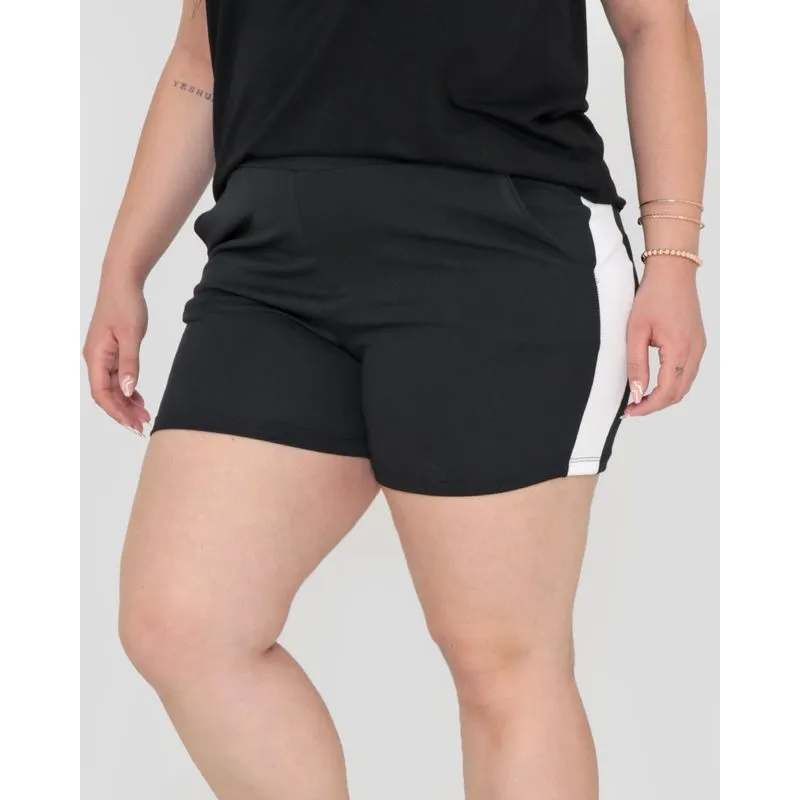 Short Feminino Plus Size Fitness Com Recorte Branco G2