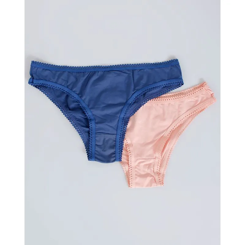 Kit 2 Calcinhas Biquíni Lisas Laranja Azul GG