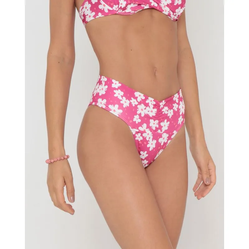 Biquíni Calcinha Cintura Alta Estampa Floral Rosa G