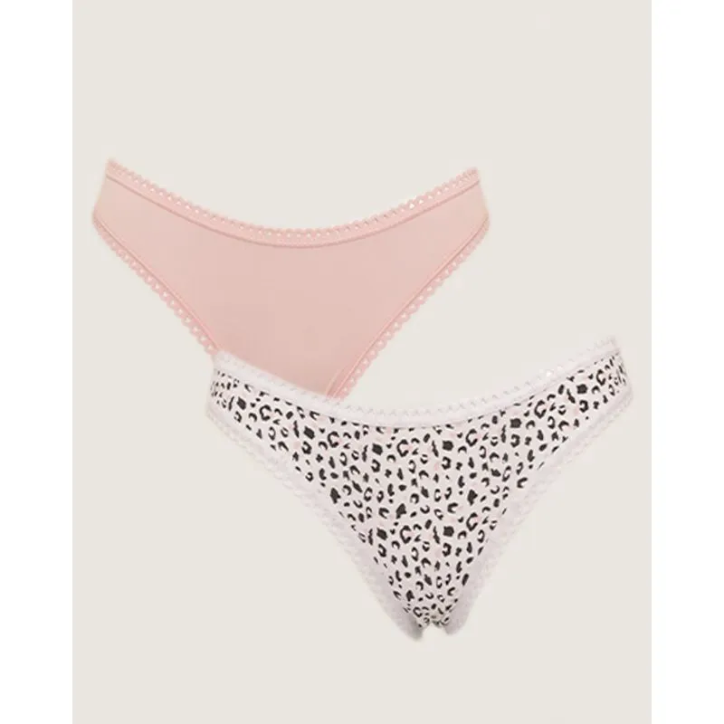 Kit 2 Calcinhas Biquíni Lisas Branca Rosa G