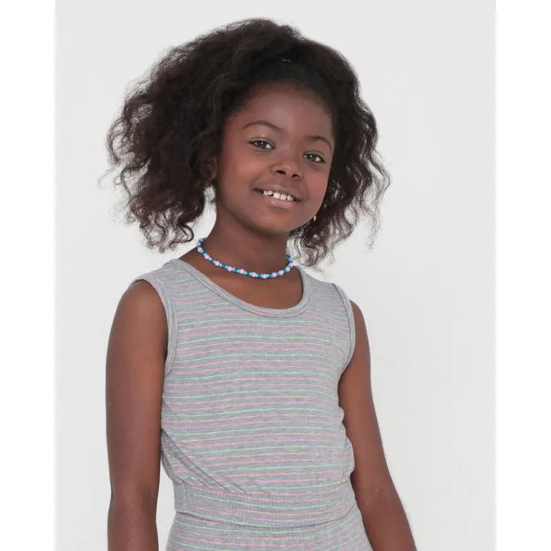 Blusa Infantil Regata Moletinho Listras Coloridas Cinza Claro 8