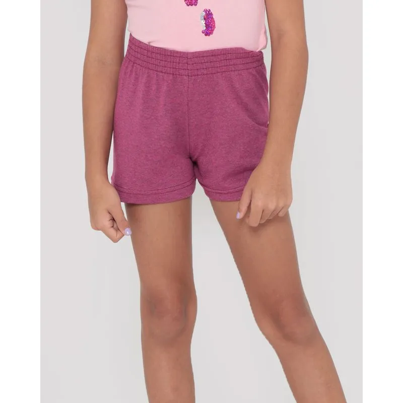 Short Infantil Com Elástico Liso Rosa 8