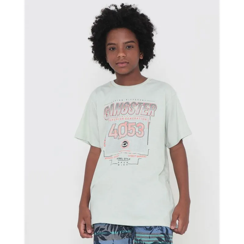 Camiseta Juvenil Estampa Gangster Verde Claro 16