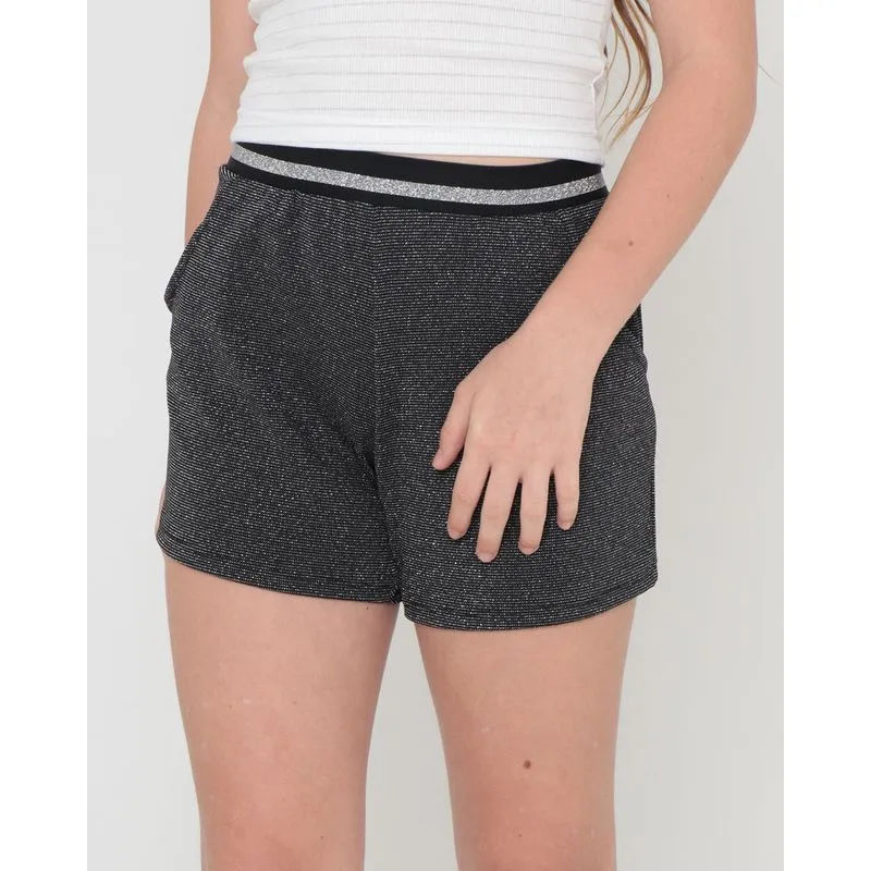 Short Juvenil Com Lurex Preto 12
