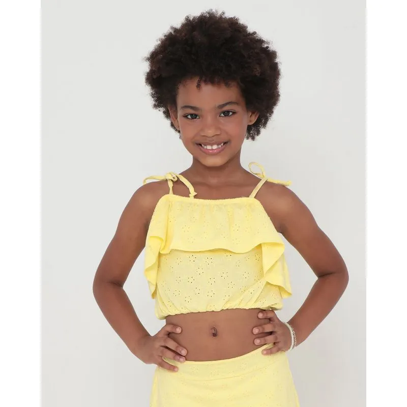 Blusa Cropped Infantil Ciganinha Laise Amarelo Claro 4