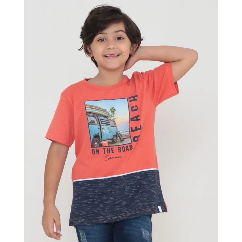 Camiseta Infantil Estampa Tropical Laranja 4
