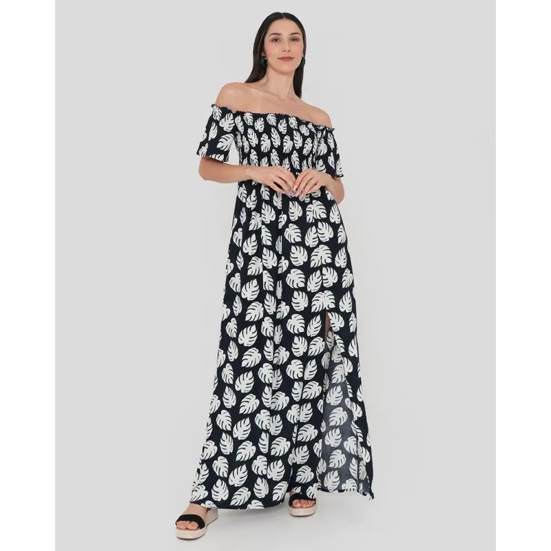 Vestido Longo Estampado Ciganinha Marinho P
