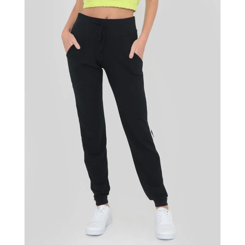 Calça Moletinho Feminina Tira Lateral Preta M