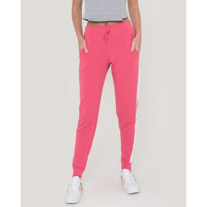 Calça Moletinho Feminina Tira Lateral Rosa M
