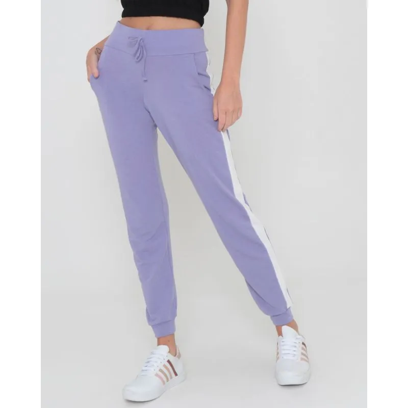 Calça Moletinho Feminina Tira Lateral Lilás G