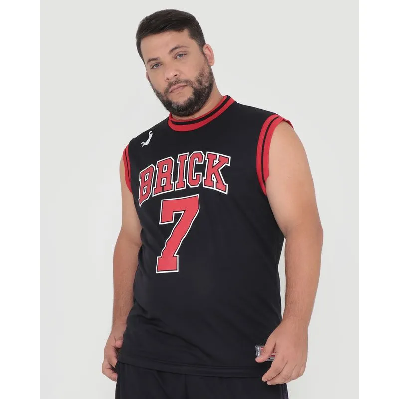 Regata Esportivo Masculina Plus Size Basquete Preto G1