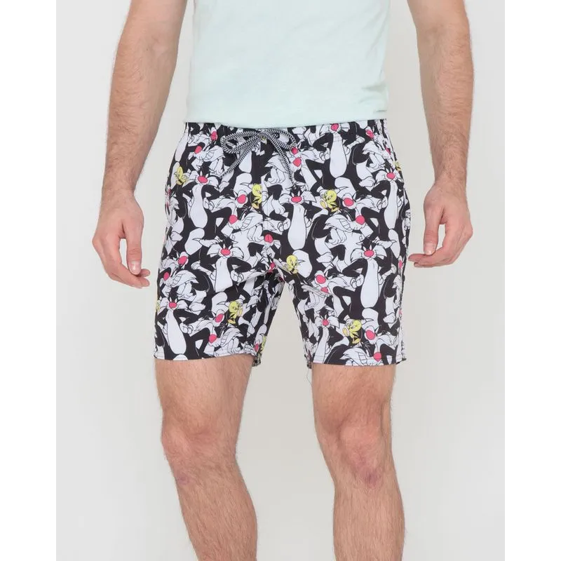 Bermuda Masculina Looney Tunes Piu-Piu e Frajola Preta M