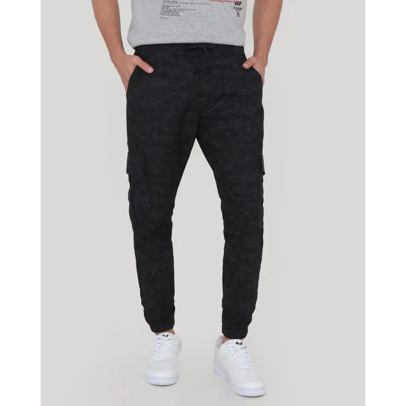 Calça Masculina Sarja Jogger Cargo Preta 44