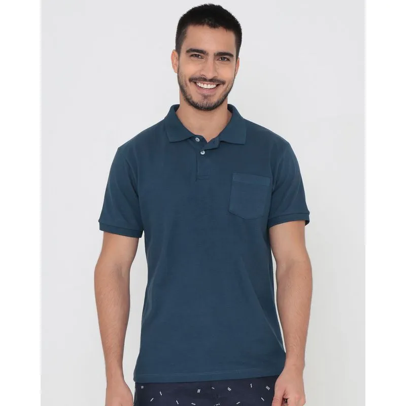 Polo Básica Masculina Bolso Marinho GG