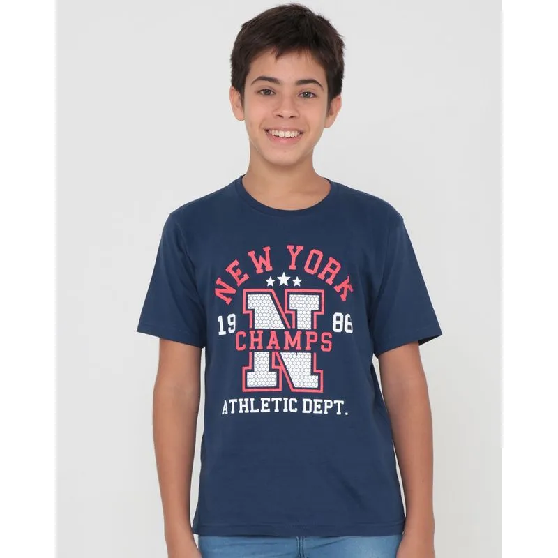 Camiseta Juvenil Estampa New York Azul Marinho 10