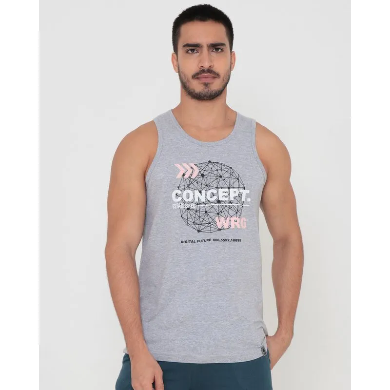 Regata Masculina Estampa Concept Cinza Claro GG