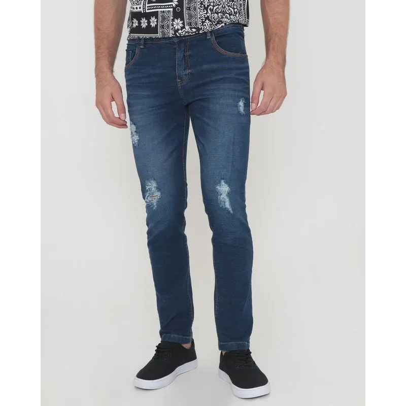 Calça Jeans Masculina Skinny Azul 46