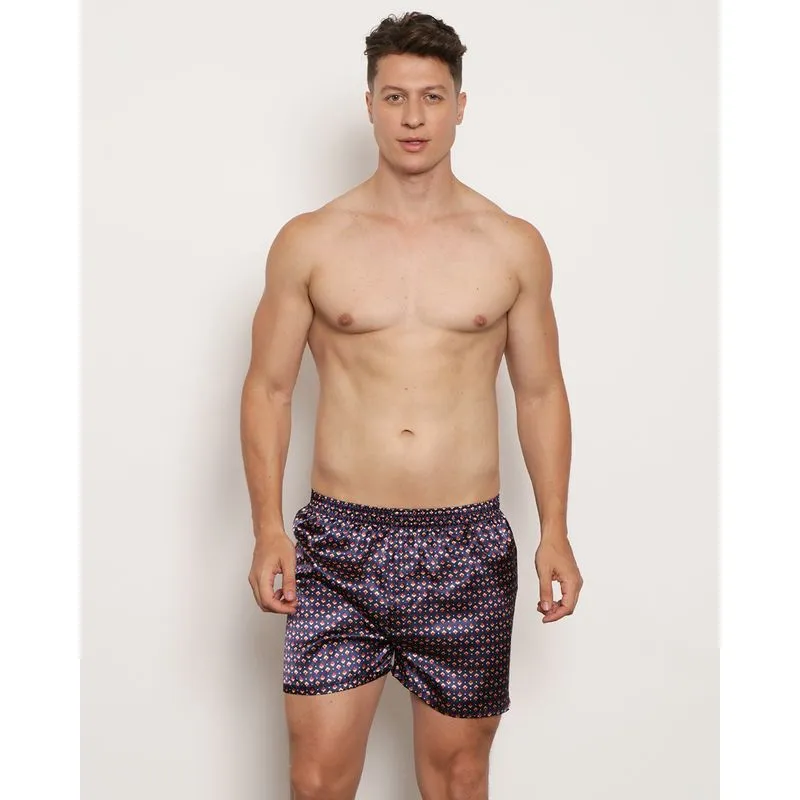 Samba Canção Masculina Cetim Estampada Azul P