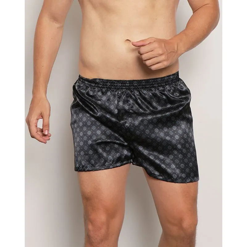 Samba Canção Masculina Cetim Estampada Preta 32000499136GG