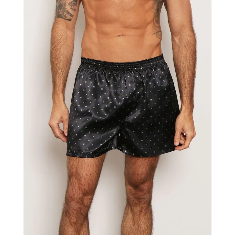 Samba Canção Masculina Estampada Preta G