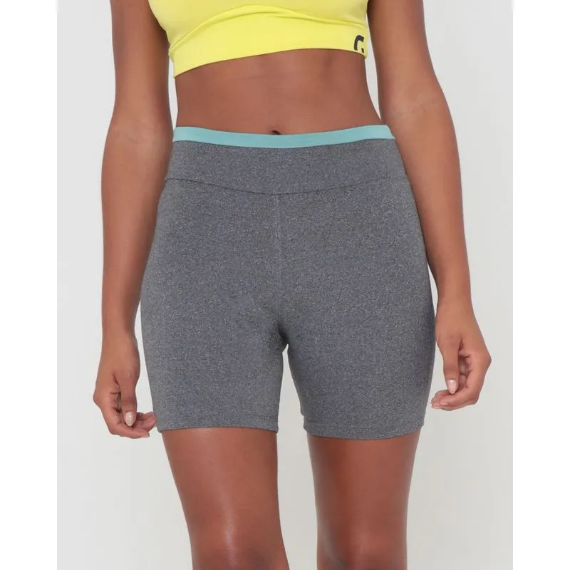 Short Fitness Feminino Ciclista Recorte No Cós Cinza GG
