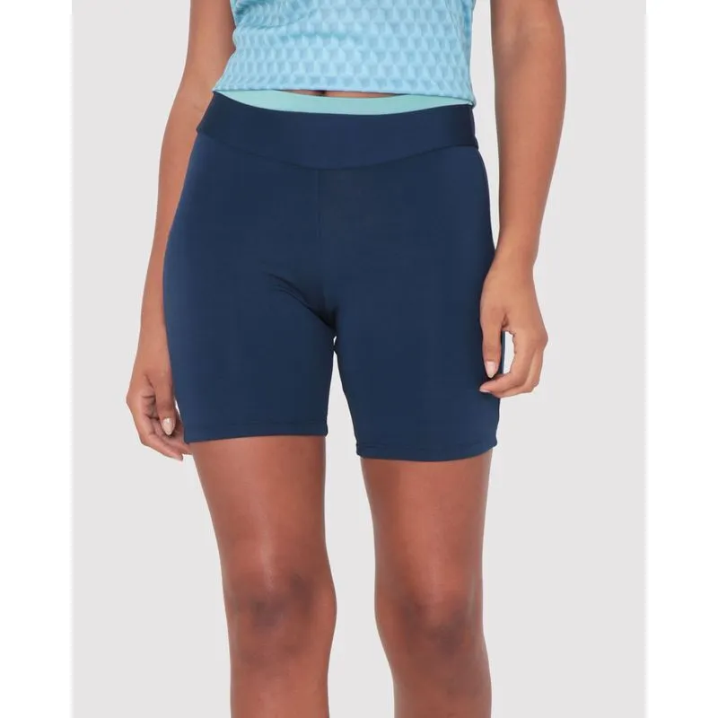 Short Fitness Feminino Ciclista Recorte No Cós Azul Marinho G