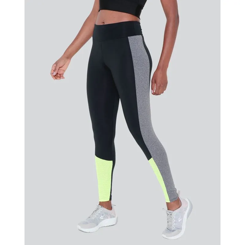 Calça Legging Feminina Recorte Malha Telada Preta GG