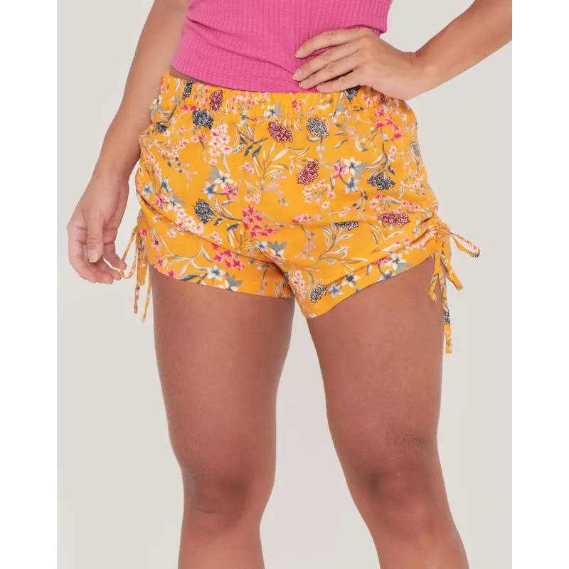 Short Viscose Estampa Floral Amarelo M