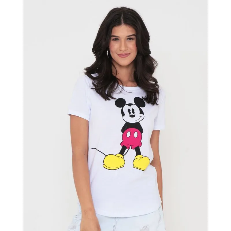 Blusa Com Detalhe Veludo Mickey Mouse Disney Branca M
