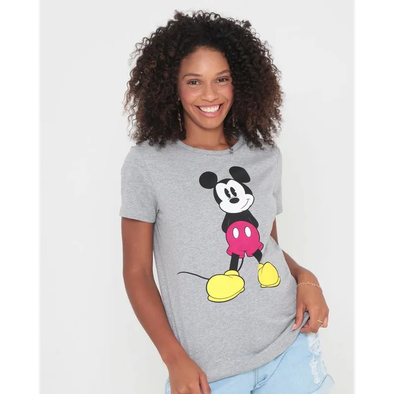 Blusa Com Detalhe Veludo Mickey Mouse Disney Cinza G
