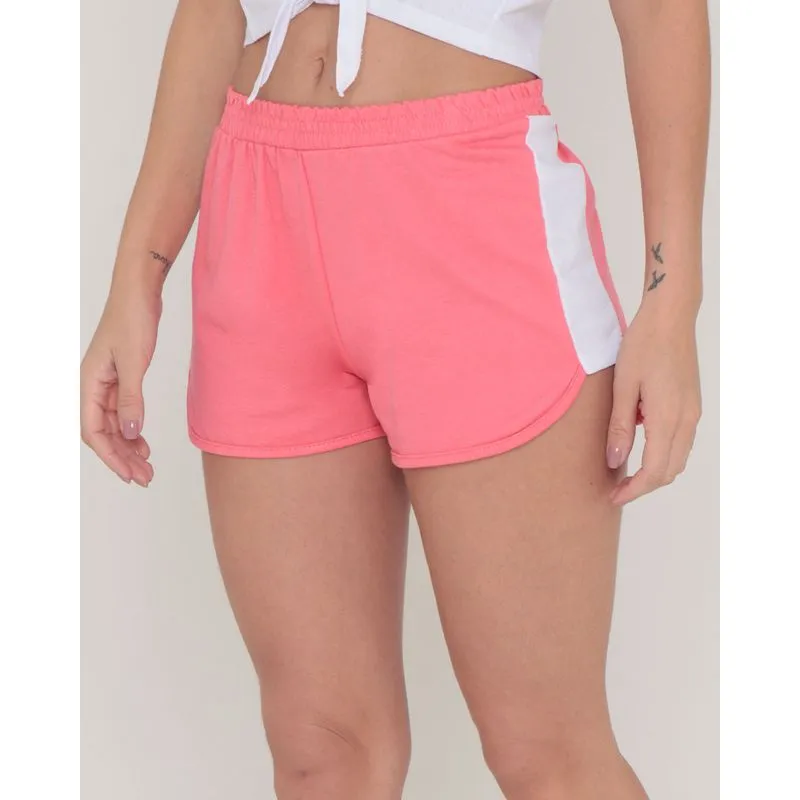 Short Feminino Moletinho Faixa Lateral Rosa G