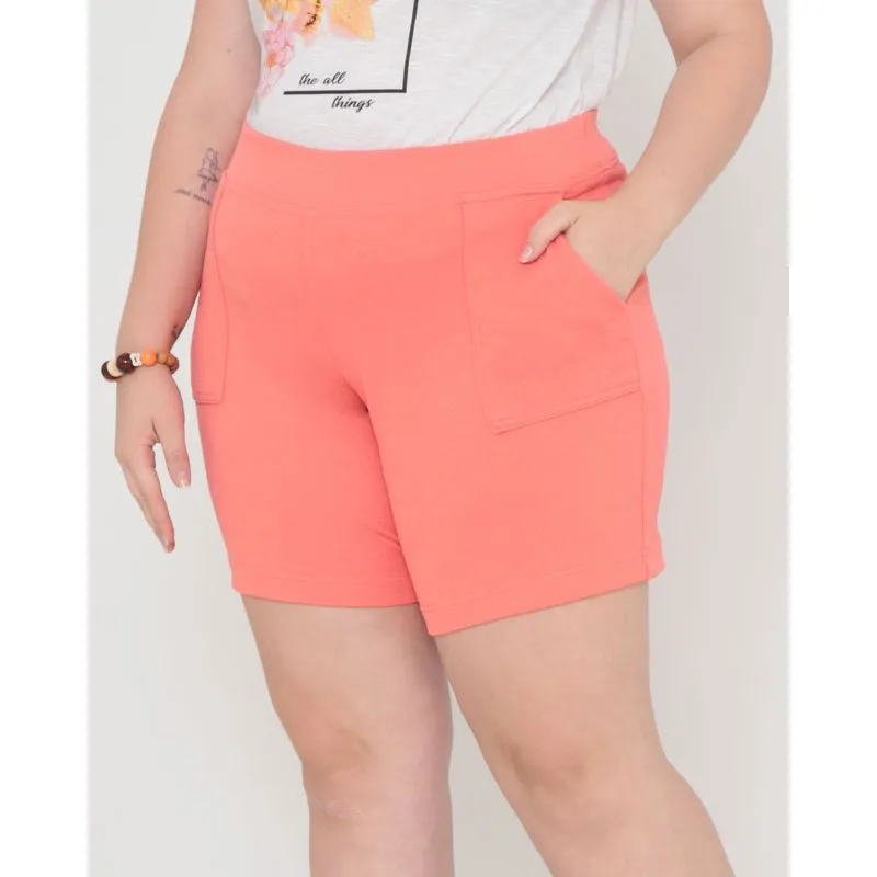 Bermuda Plus Size Feminina Crepe Laranja Claro G3