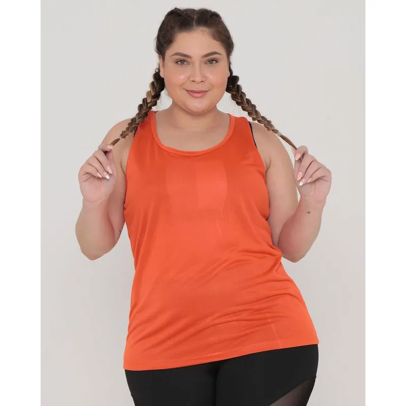 Regata Fitness Feminina Plus Size Nadador Laranja G3