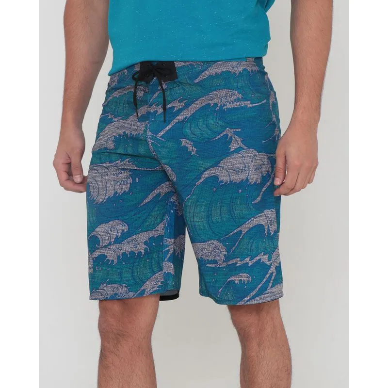 Bermuda Masculina Surf Estampa Ondas Azul 38