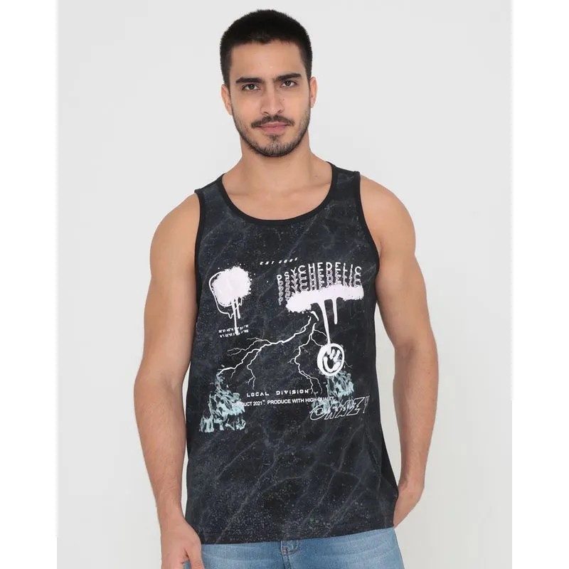 Regata Masculina Estampa Psychedelic Preta P