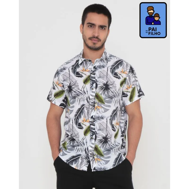 Camisa Masculina Estampa Floral Branca M