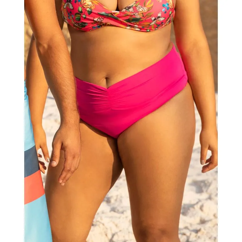 Calcinha Biquíni Plus Size Avulso Cós Franzido Rosa 52