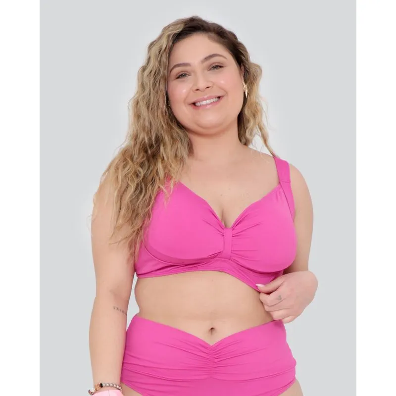 Biquíni Plus Size Avulso Top Liso Rosa 52
