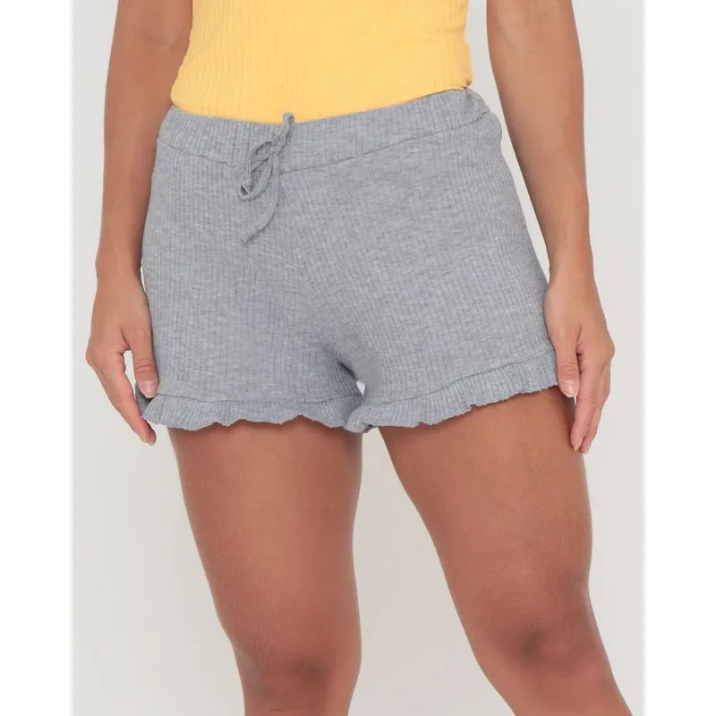 Short Feminino Canelado Cinza Claro M