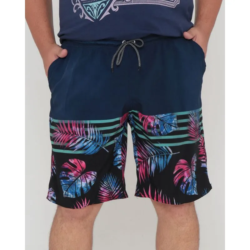 Bermuda Surf Plus Size Estampada Marinho Floral G4